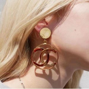 SOLD Authentic Chanel vintage XL CC dangle earrings